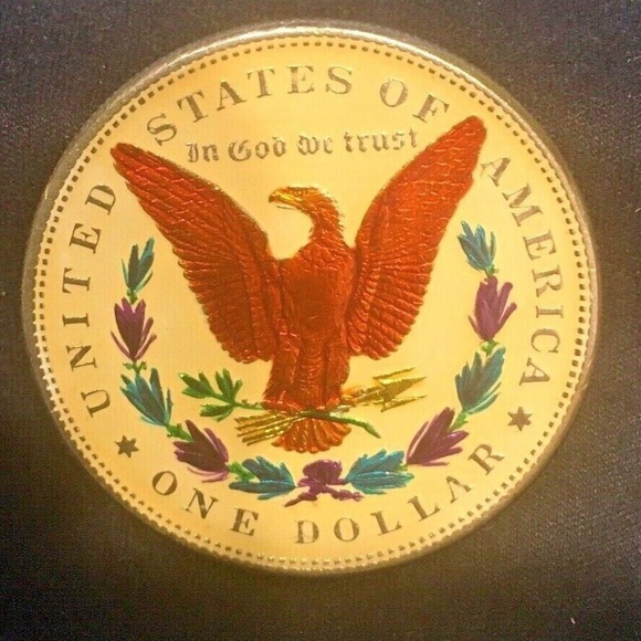 1885 MORGAN SILVER DOLLAR Genuine Fully Colorized Obverse and Reverse - Picture 3 of 6